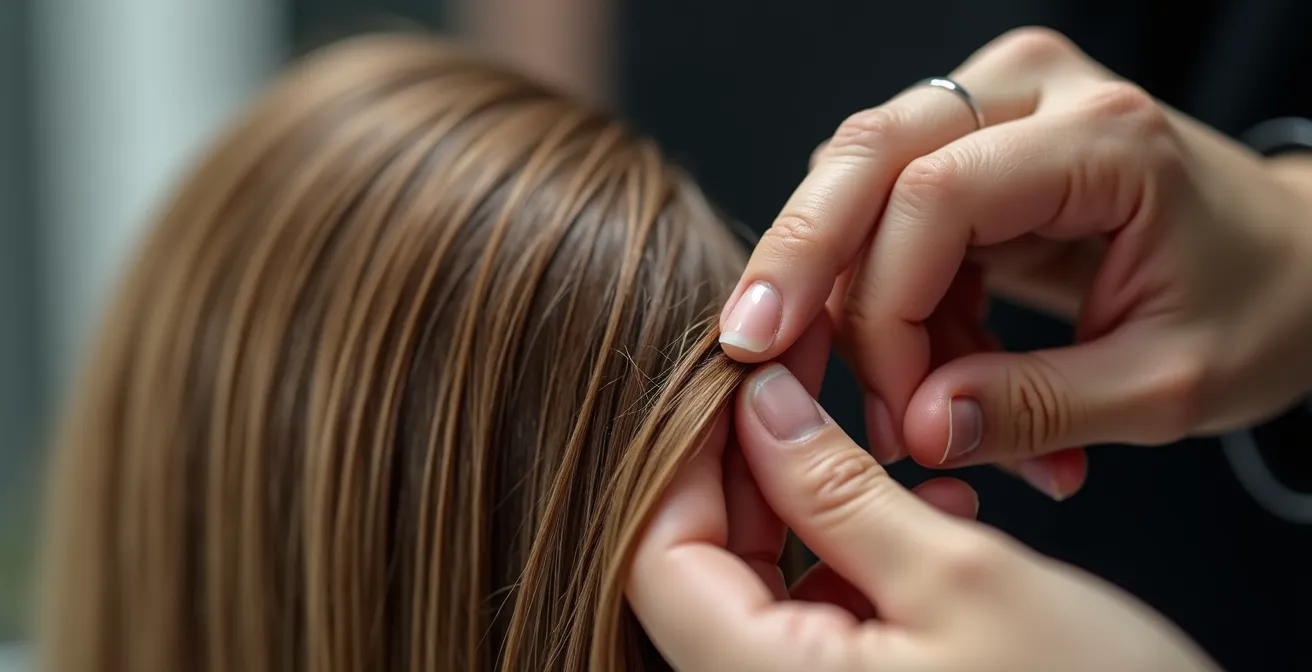 Gros plan sur un test d'élasticité capillaire réalisé par un professionnel